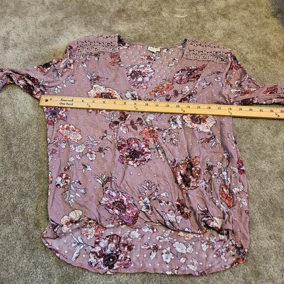Eyeshadow Size Medium M Swiss Dot Boho 100% Cotton Purple Floral Faux Wrap Knit - Picture 10 of 11